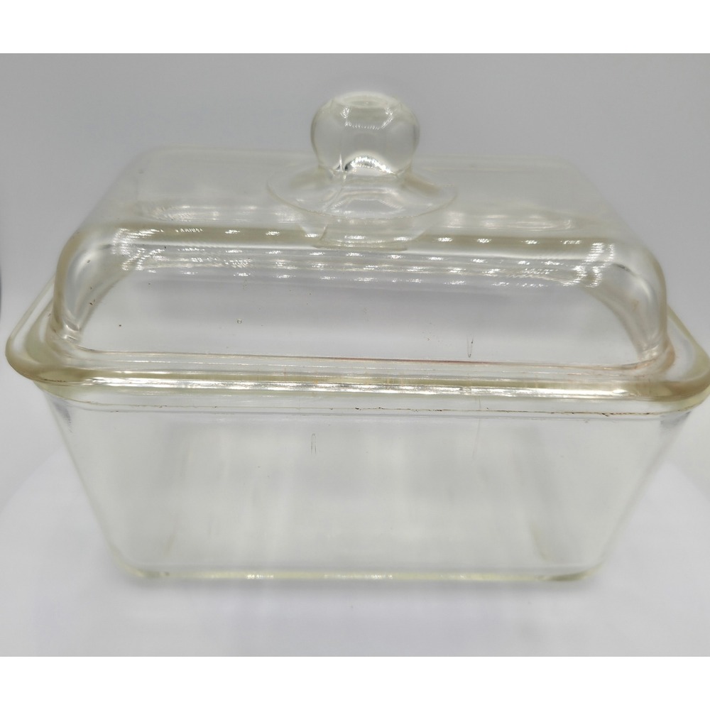 Vintage Clear Glasbake‎ Loaf/Refrigerator Dish with Lid Rectangular Food Storage
